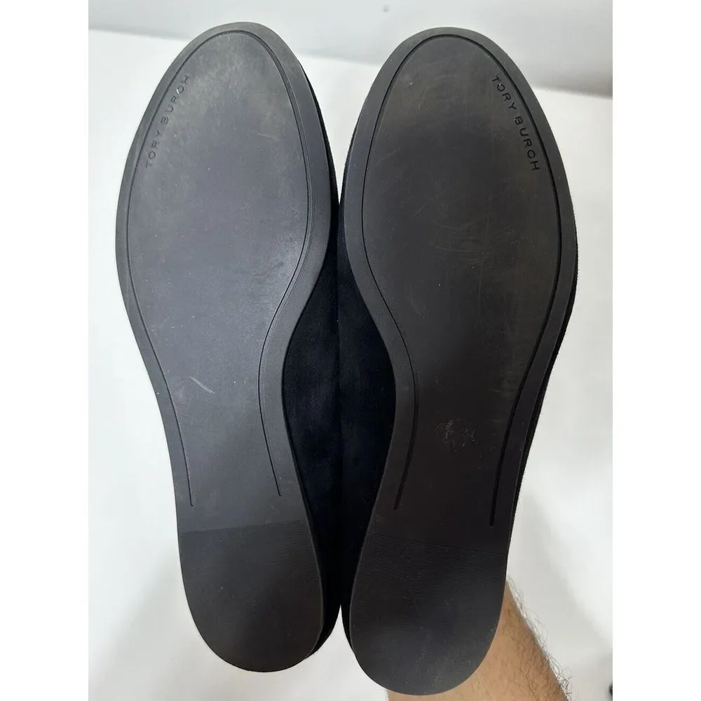 Tory Burch Womens Ruby Smoking Slippers Black Suede Womens Size 8M‎